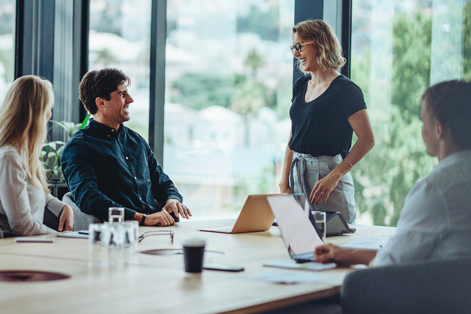 friendly office meeting